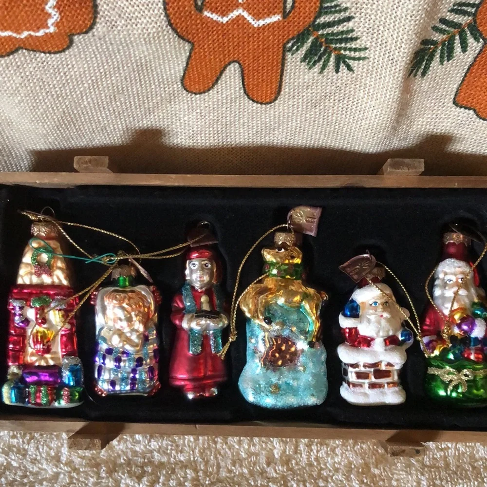 2004 Thomas Pacconi Classic The Night Before Christmas Set of 6 Glass Ornaments